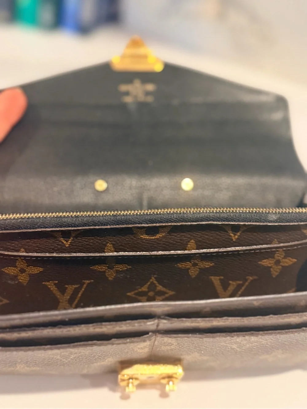 Louis Vuitton Monogram Envelope Wallet in Brown and Black with Gold Hardware